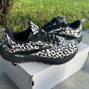 Brooks Black and White Animal Print Sneakers